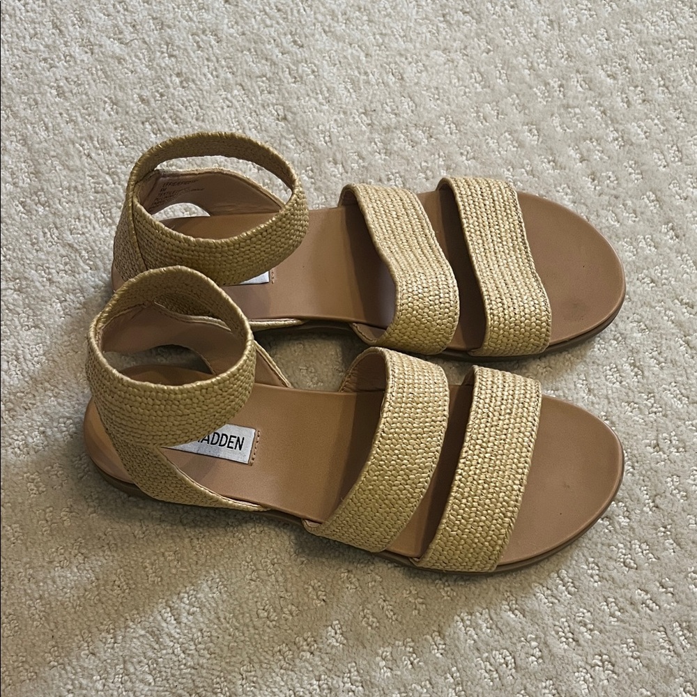 Steve Madden Beige Woven Strap Sandals